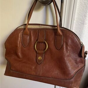 FRYE Leather Dome doctors handbag whiskey Cognac brown